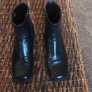 Black leather ankle boots